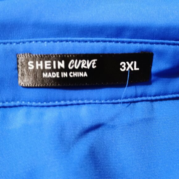 EUC: SHEIN CURVE 3XL Royal Blue Faux Wrap Midi Dress - Picture 3 of 6